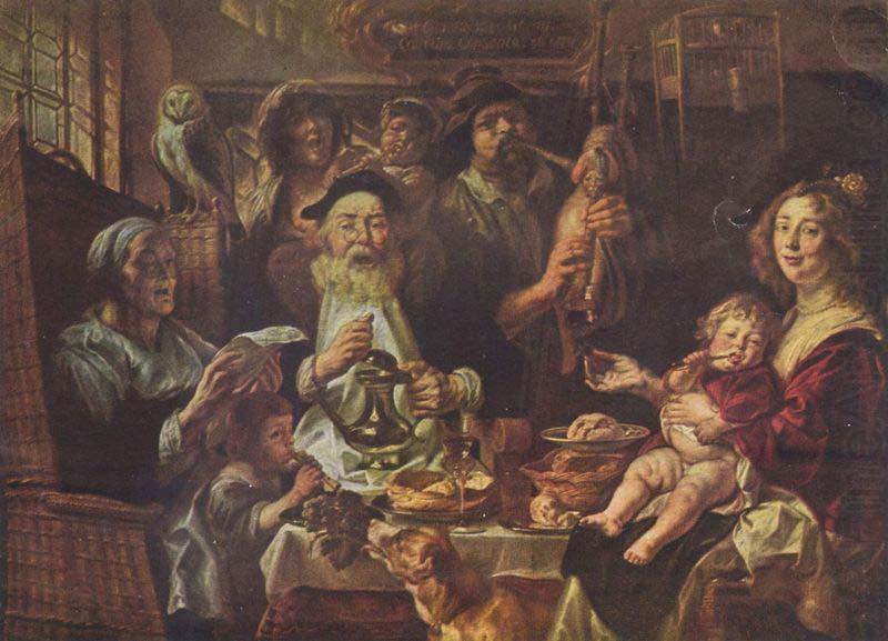 Jacob Jordaens Jacob Jordaens, As the Old Sang, So the young Pipe. china oil painting image